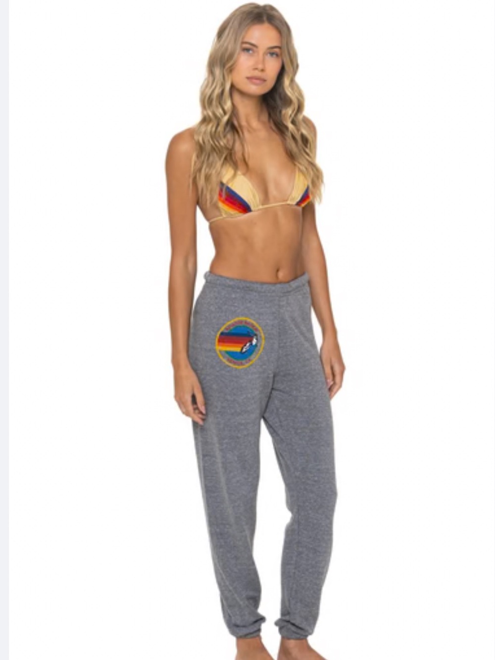 Aviator Nation Women’s S Gray Rainbow Logo Sweatpants Venice CA